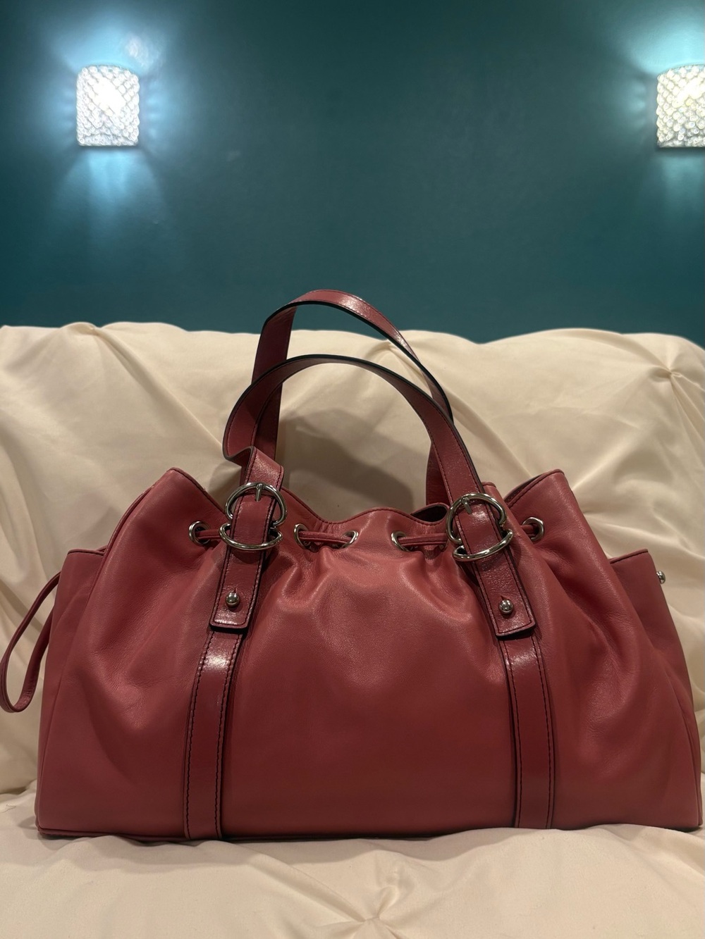 Kenneth Cole Pink Rose D-Lite Leather Satchel Bag